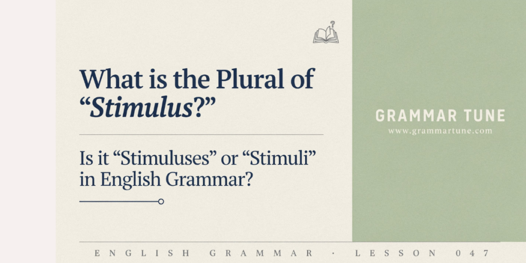 What is the Plural of ‘Stimulus’? Is it ‘Stimuluses’ or ‘Stimuli’ in English Grammar